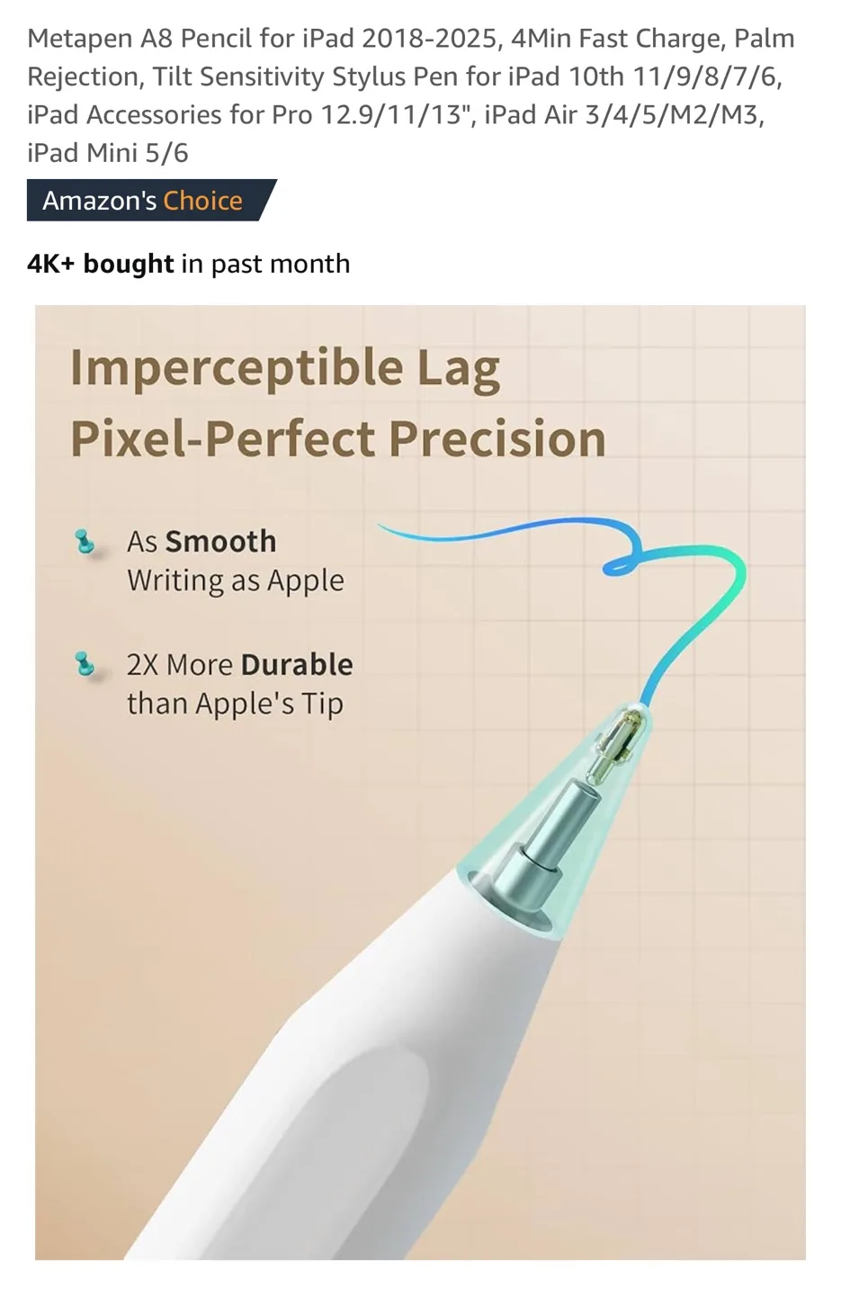 Metapen A8 Stylus for iPad - White image indicator(3)