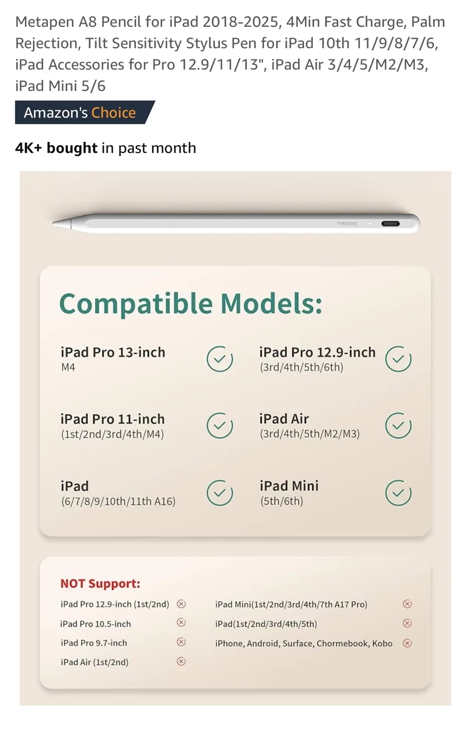 Metapen A8 Stylus for iPad - White image indicator(2)