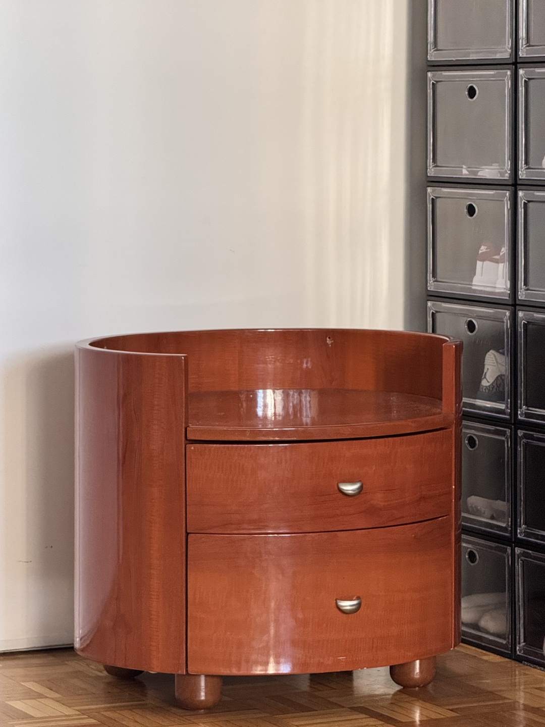 Unique Curved Wooden Nightstand