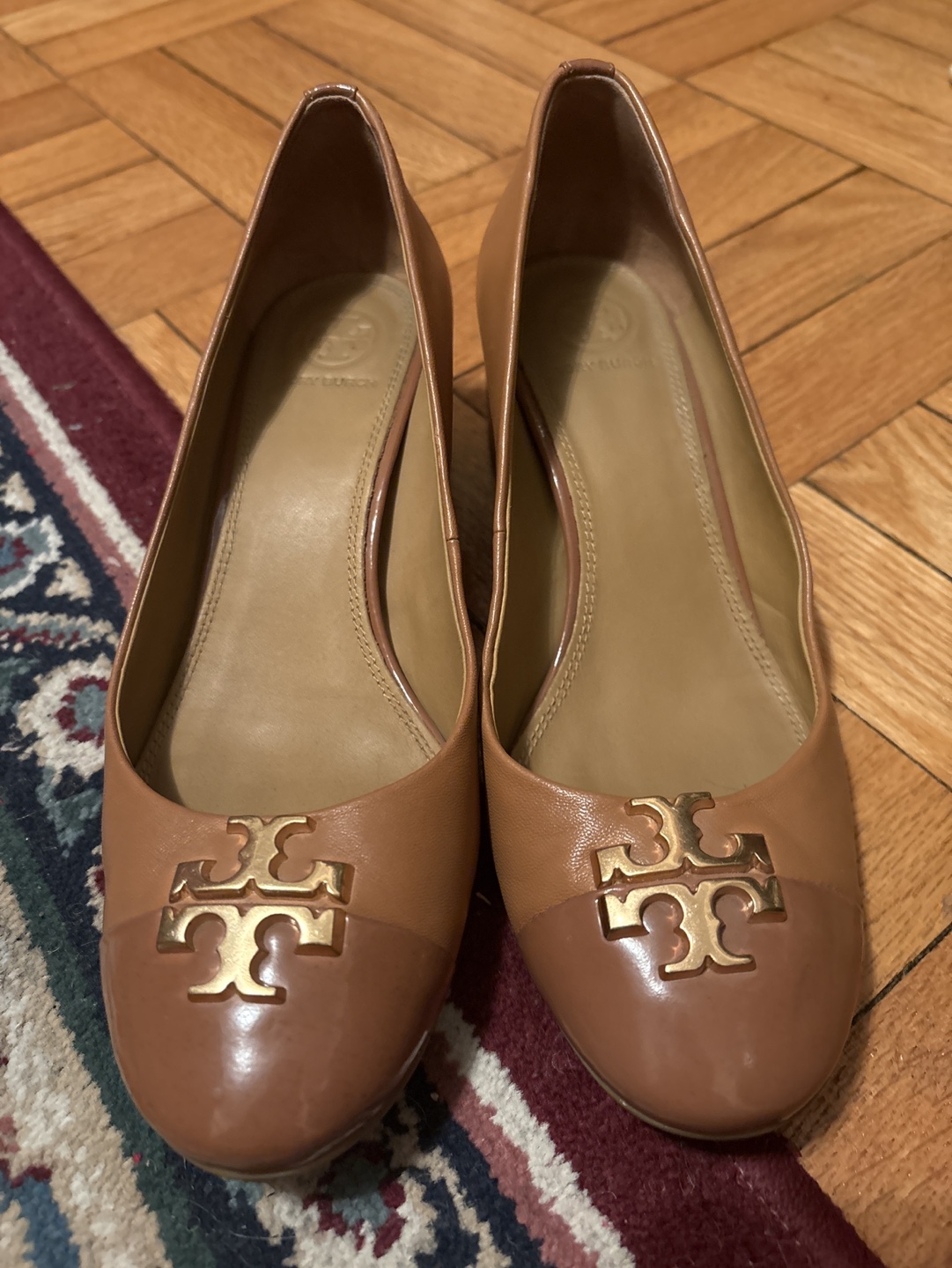 Tory Burch Brown Leather Block Heel Pumps - Size 7.5