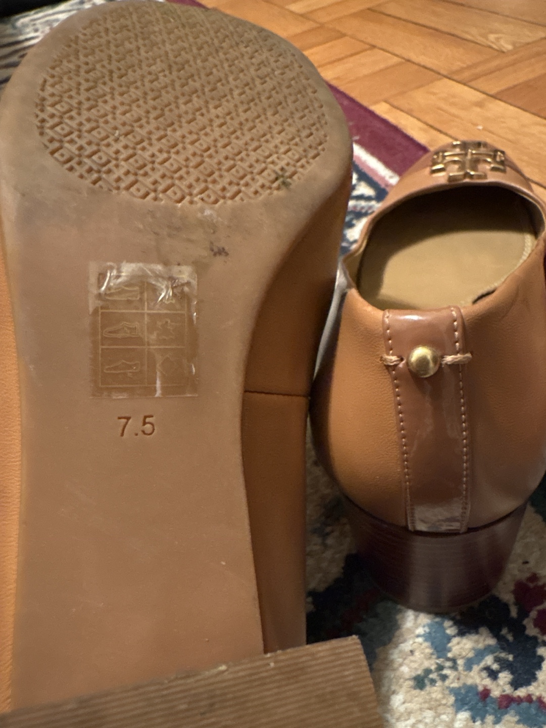 Tory Burch Brown Leather Block Heel Pumps - Size 7.5 - photo 4
