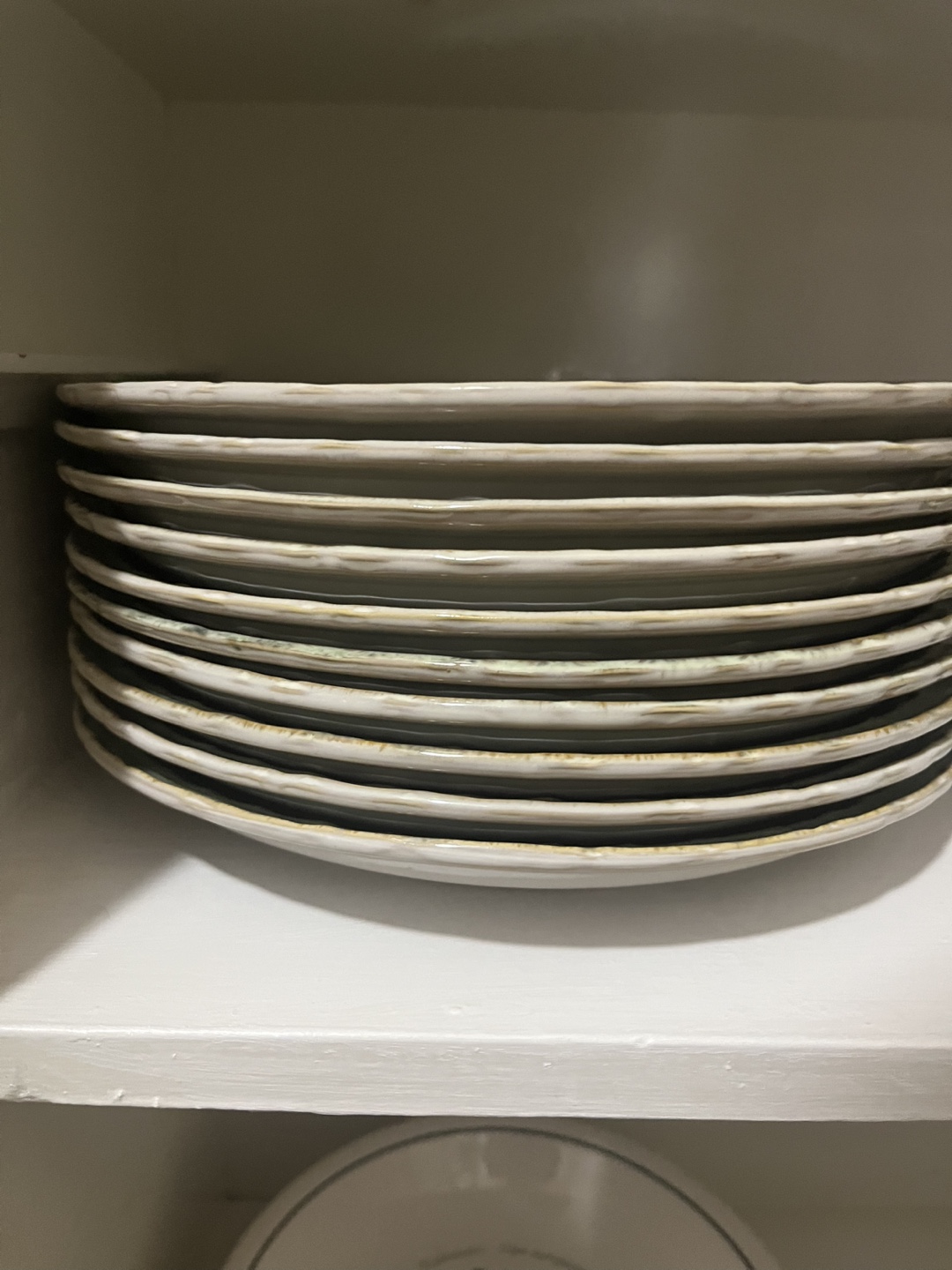 Set of Dinner Plates, Green and White - photo 2