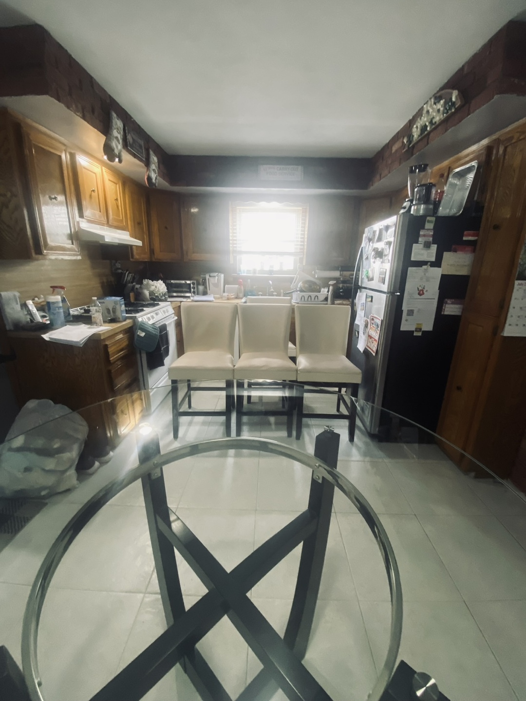 Glass-top Kitchen Table with Four counter height Chair - photo 3