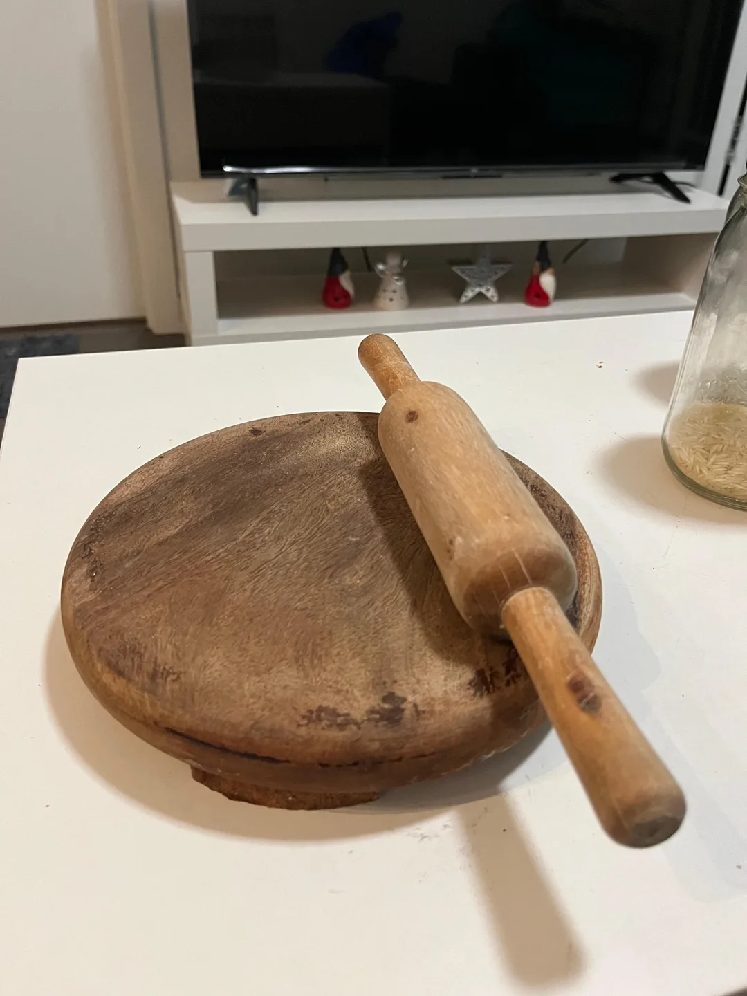 Vintage Wooden Rolling Pin and Dough Board Set thumbnail