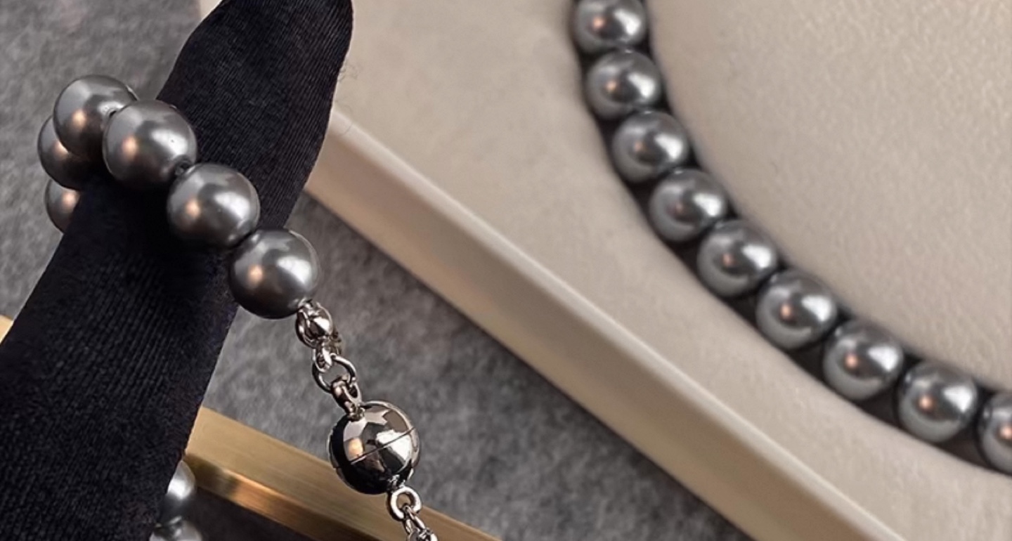 Elegant freshwater Pearl Necklace 8mm (White / Grey) - photo 5