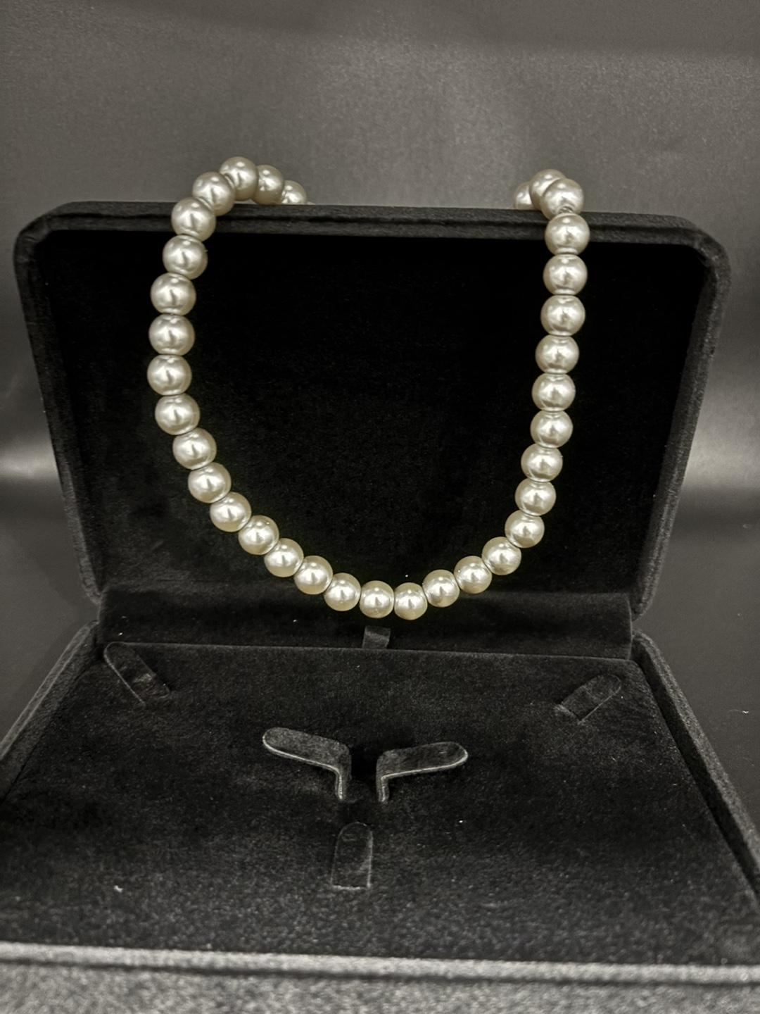 Elegant freshwater Pearl Necklace 8mm (White / Grey) - photo 3