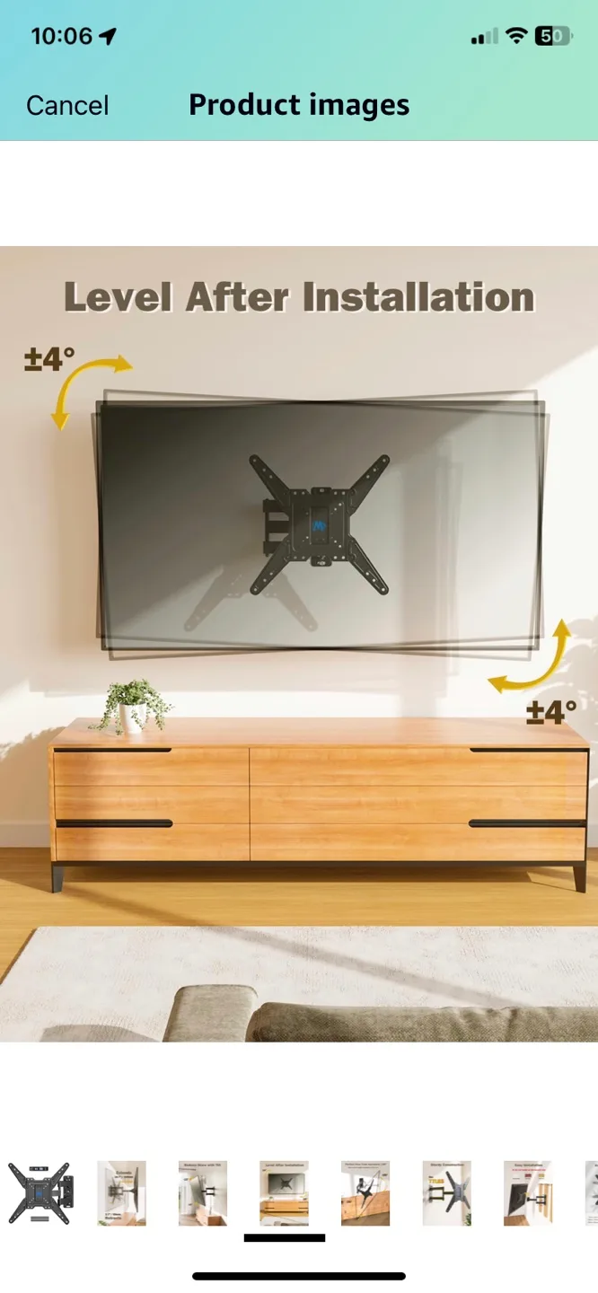 Full-Motion TV Wall Mount - Supports up to 77 lbs image indicator(7)