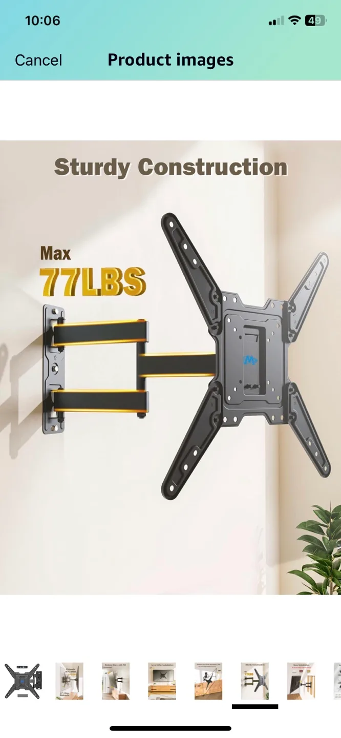 Full-Motion TV Wall Mount - Supports up to 77 lbs image indicator(5)