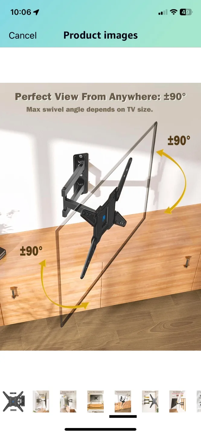 Full-Motion TV Wall Mount - Supports up to 77 lbs image indicator(6)