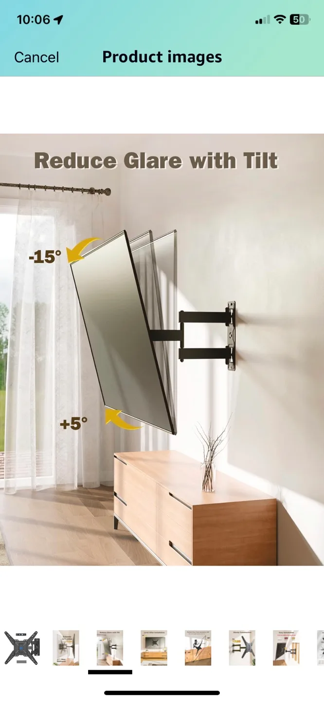 Full-Motion TV Wall Mount - Supports up to 77 lbs image indicator(8)