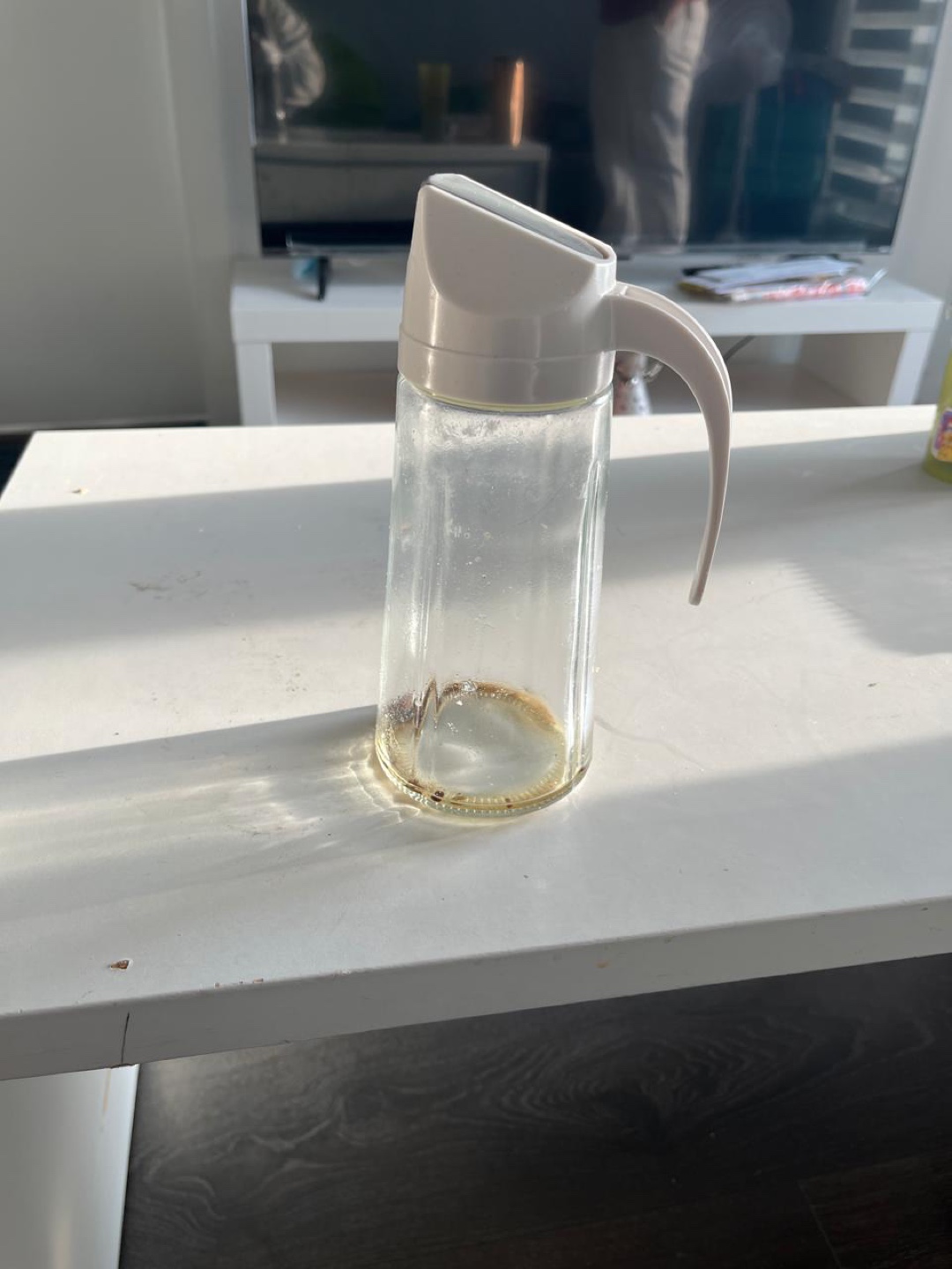 Vintage Glass Oil Dispenser with White Lid