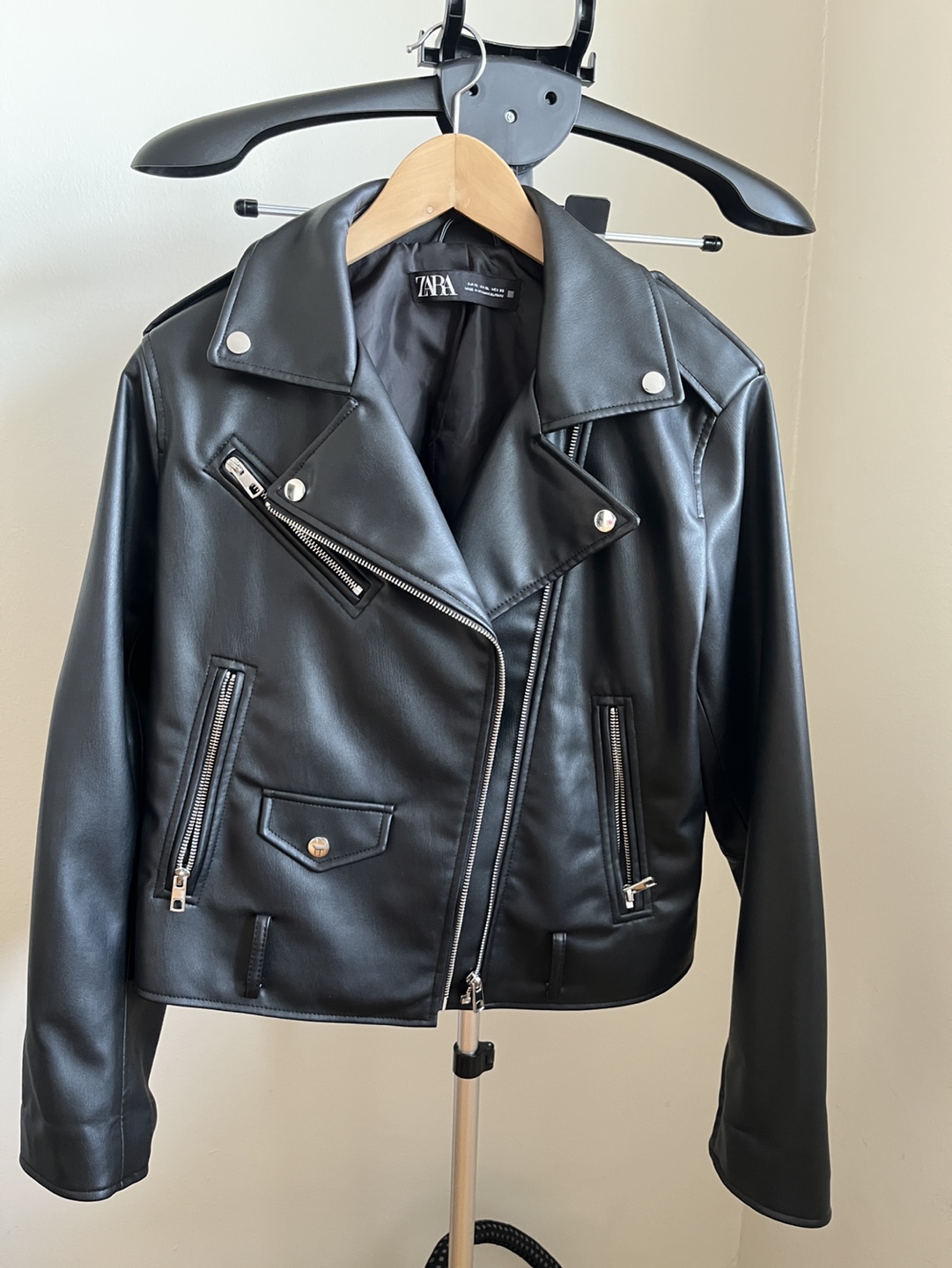 ZARA Biker Leather Jacket (Black)