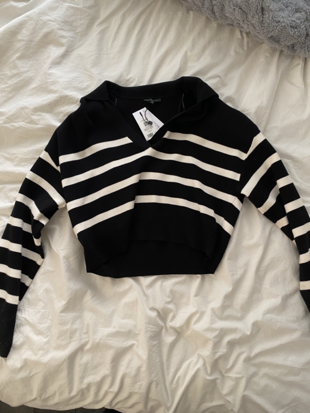 Dynamite Striped Cropped Sweater