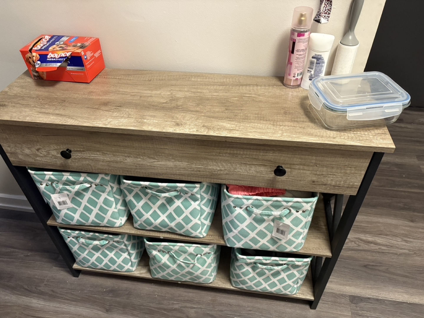 Taupe Wood Console Table with Drawer and Shelf - photo 2