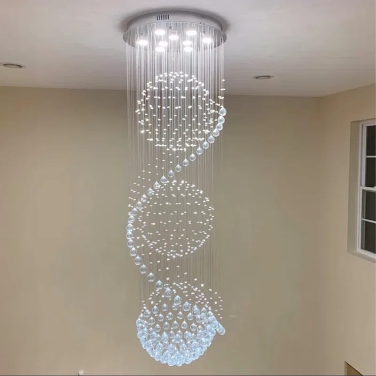 Stunning Crystal Spiral Chandelier