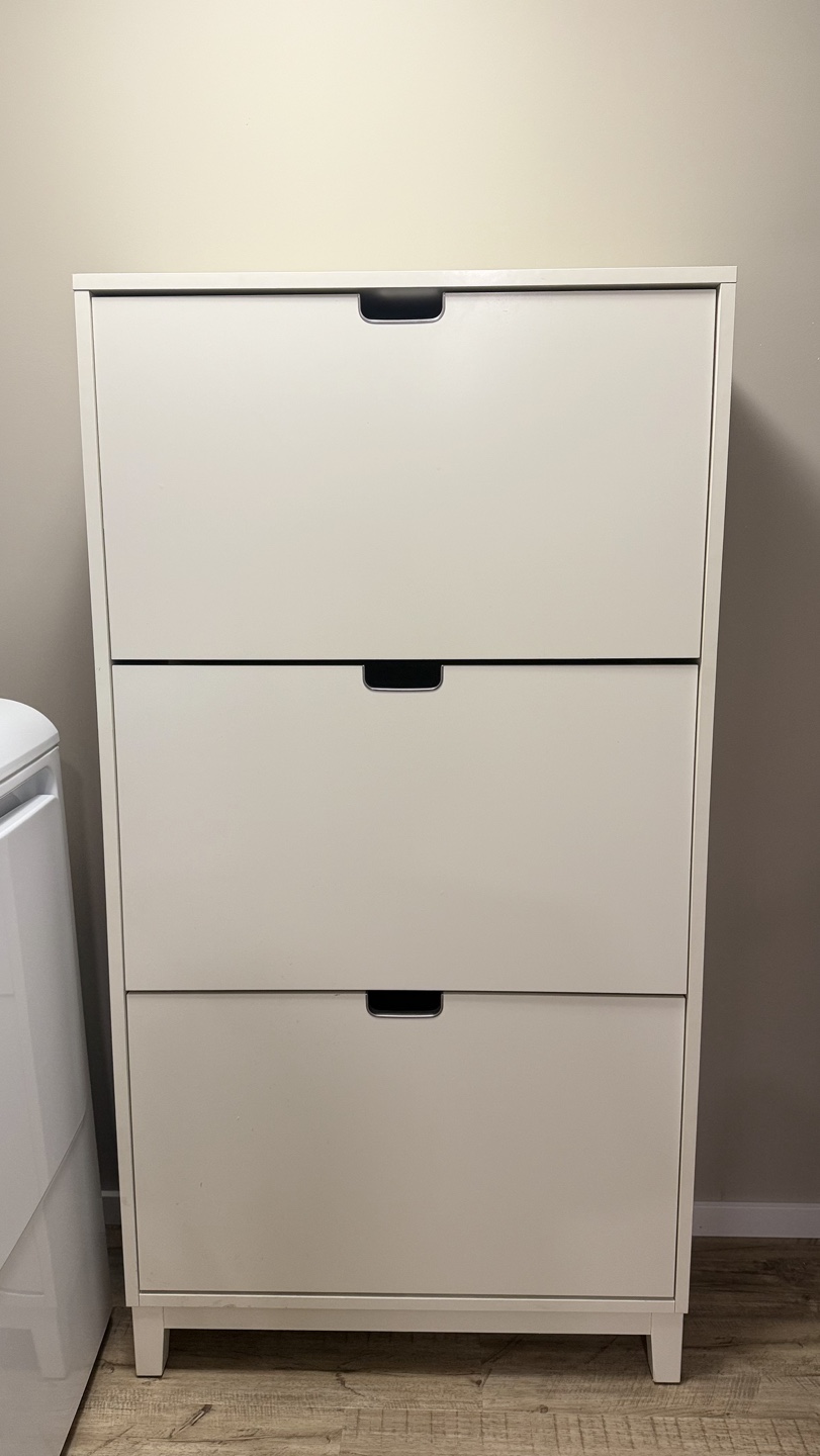 White 3-Tier Shoe Cabinet