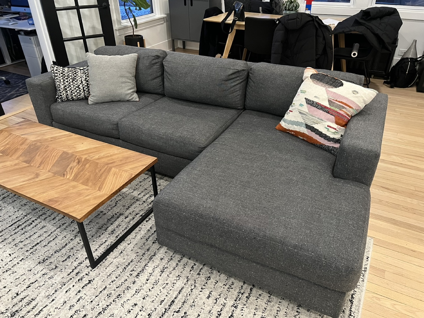 West Elm Urban Gray Chaise Sectional Sofa
