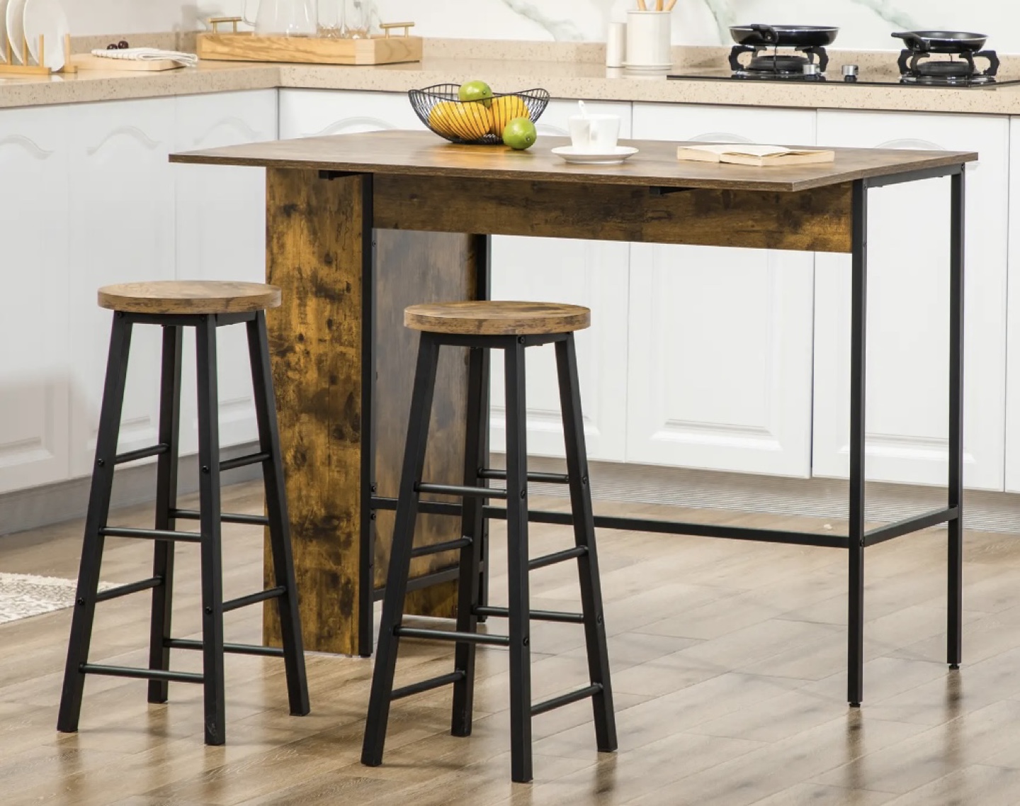 Dining Set (Extendable foldable table and 2 bar stools)