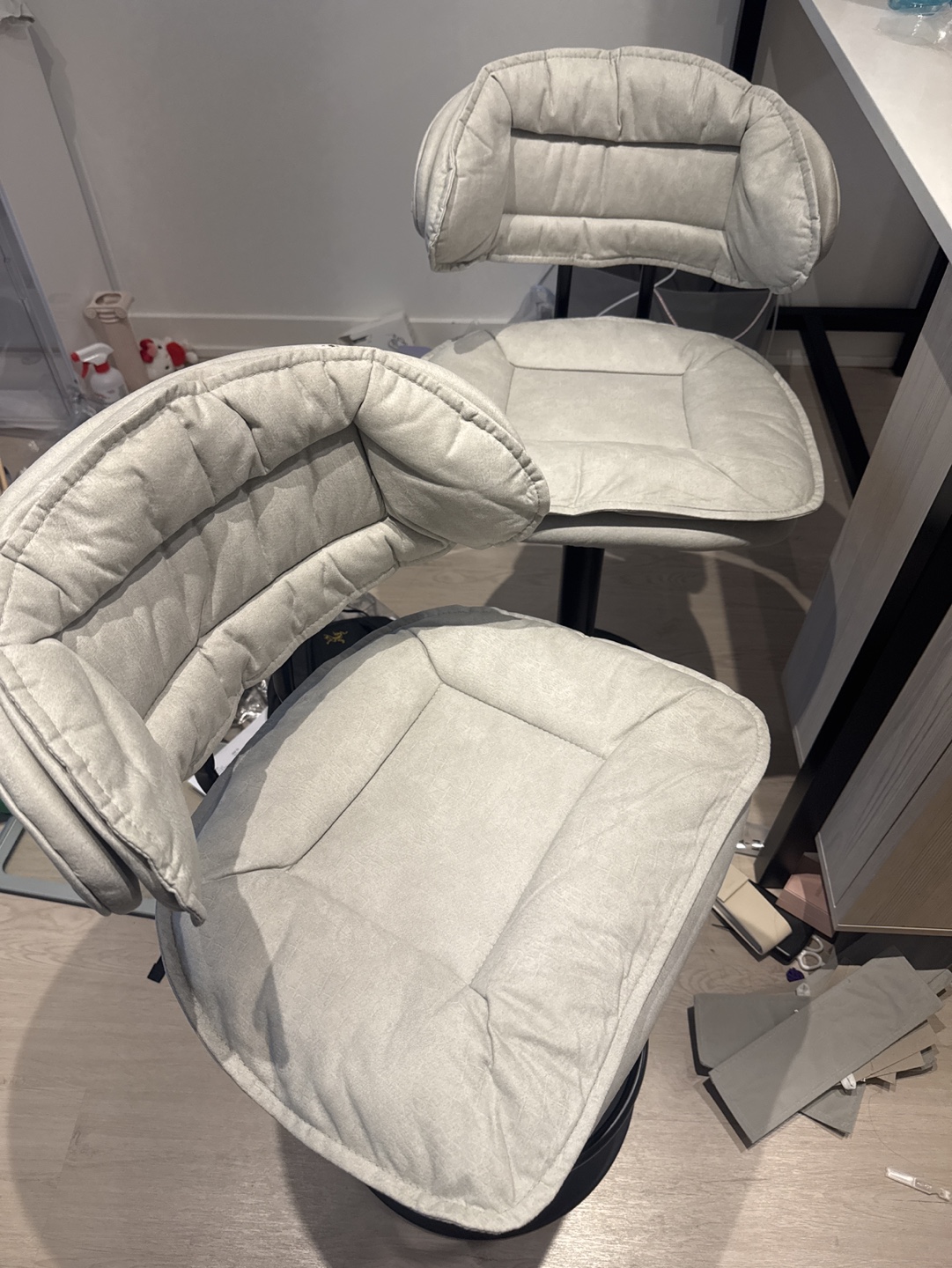 Pair of Grey Swivel Bar Stools