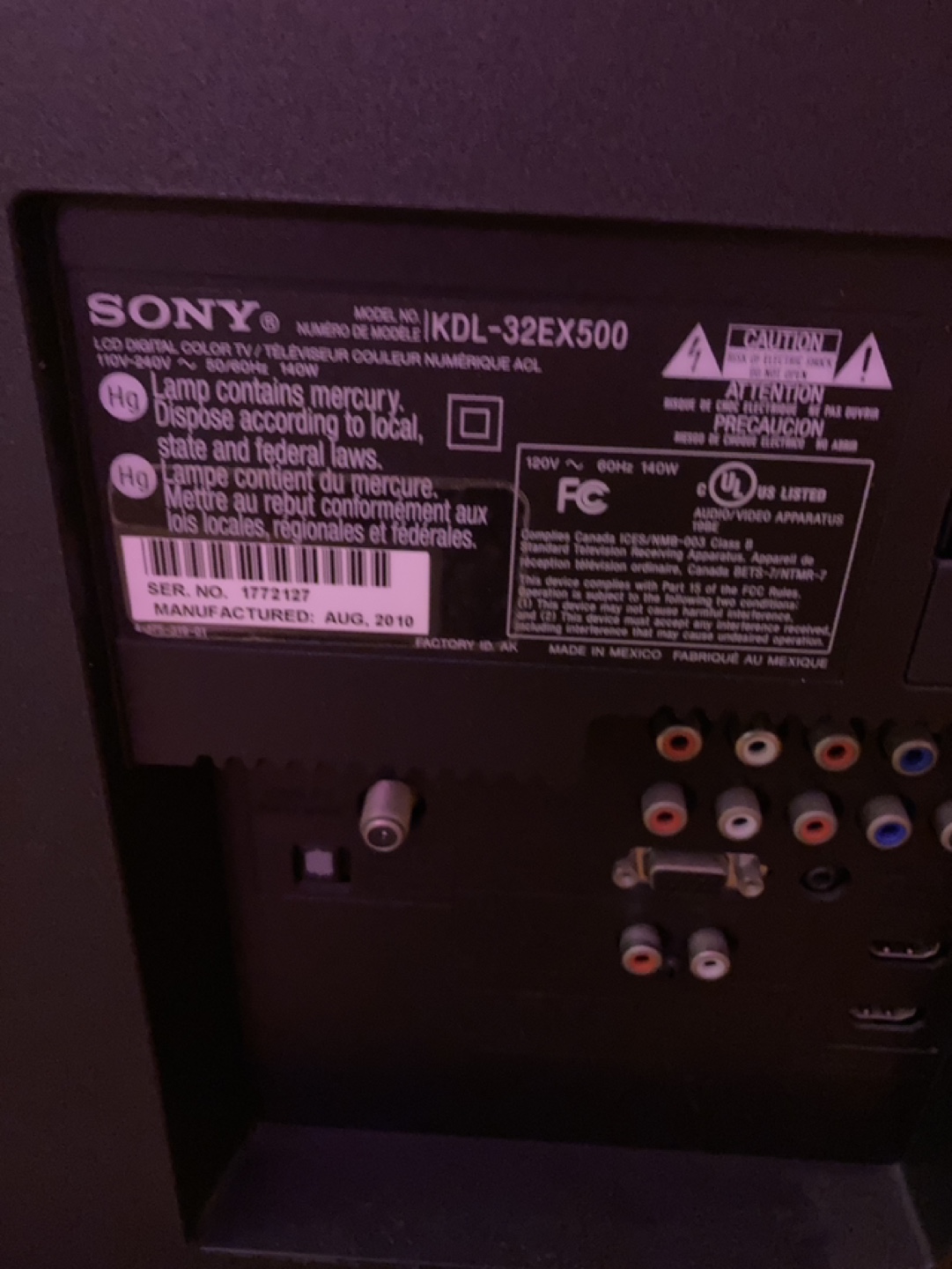Sony Bravia 32-inch LCD HDTV KDL-32EX500
