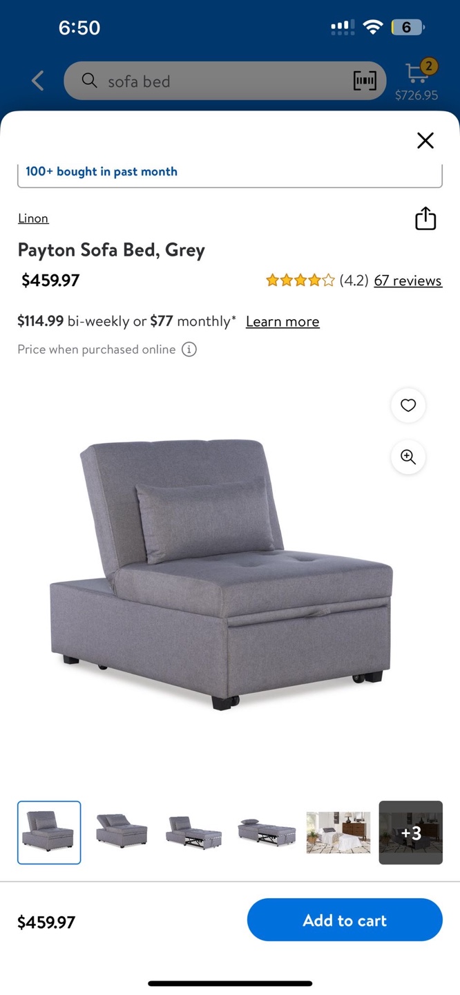 Payton Sofa Bed, Grey - photo 3