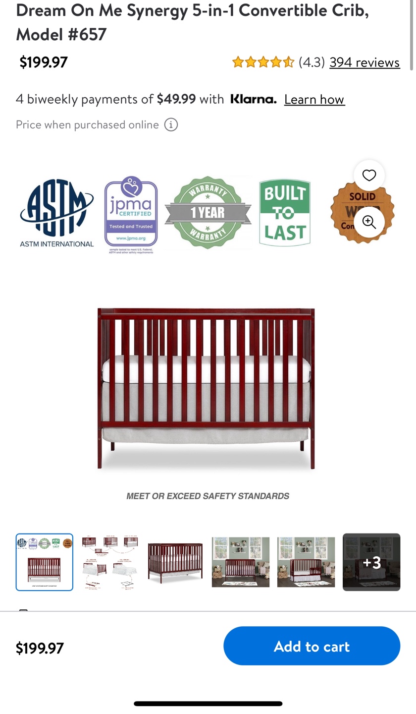 Dream On Me Synergy 5-in-1 Convertible Crib - Model #657 - photo 3
