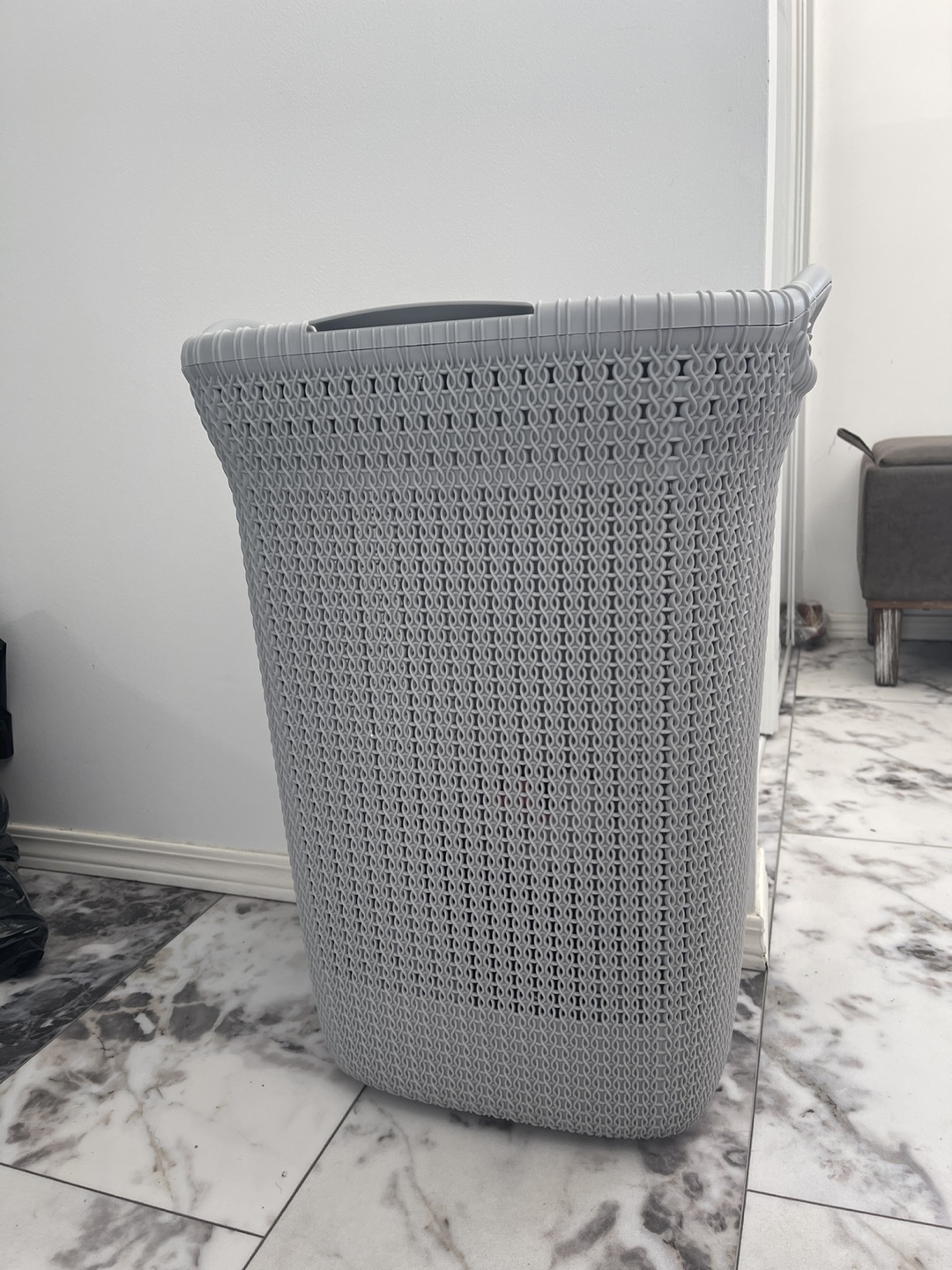 Grey Plastic Laundry Basket