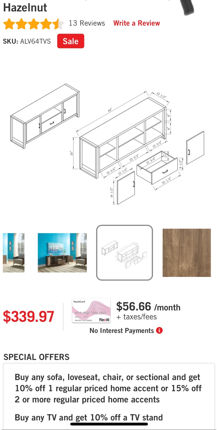Alvin 64" Modern TV Stand with Storage and Cable Management - photo 3