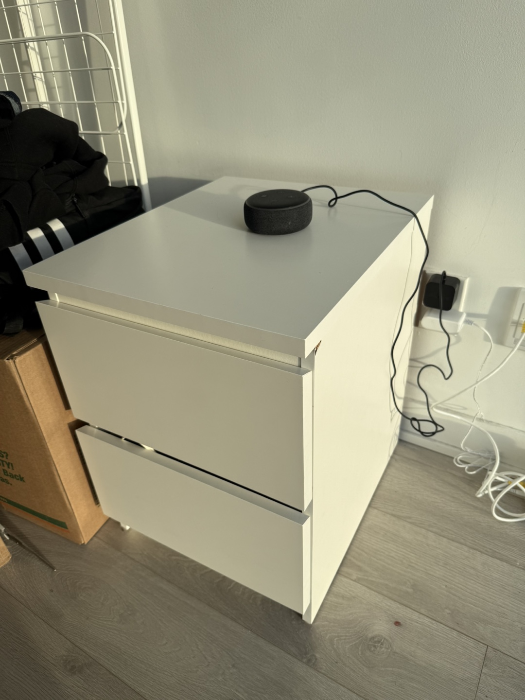 White Two-Drawer Nightstand