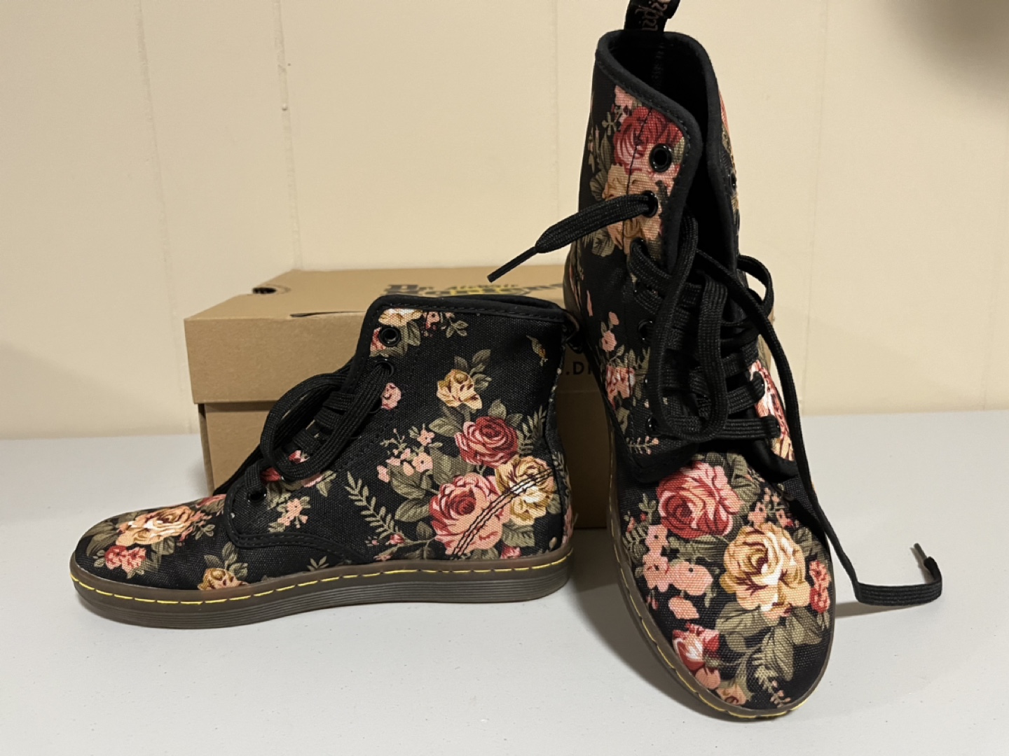 Dr. Martens Floral Print Boots - Size 5 UK
