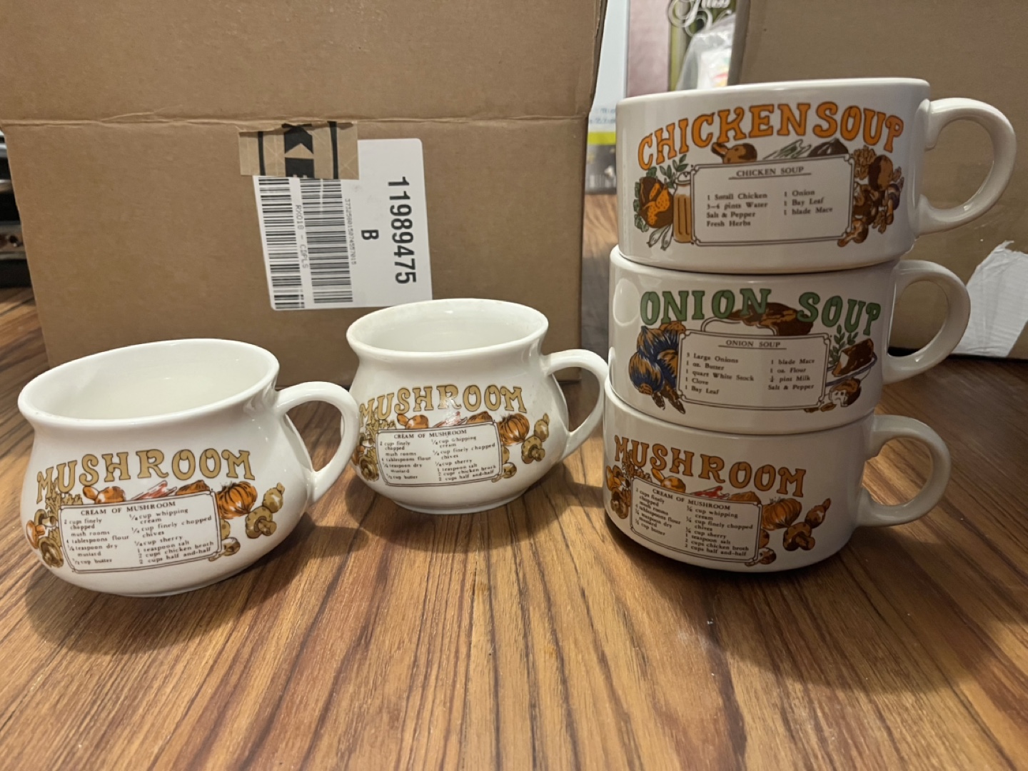 Vintage Soup Mugs Set of 5