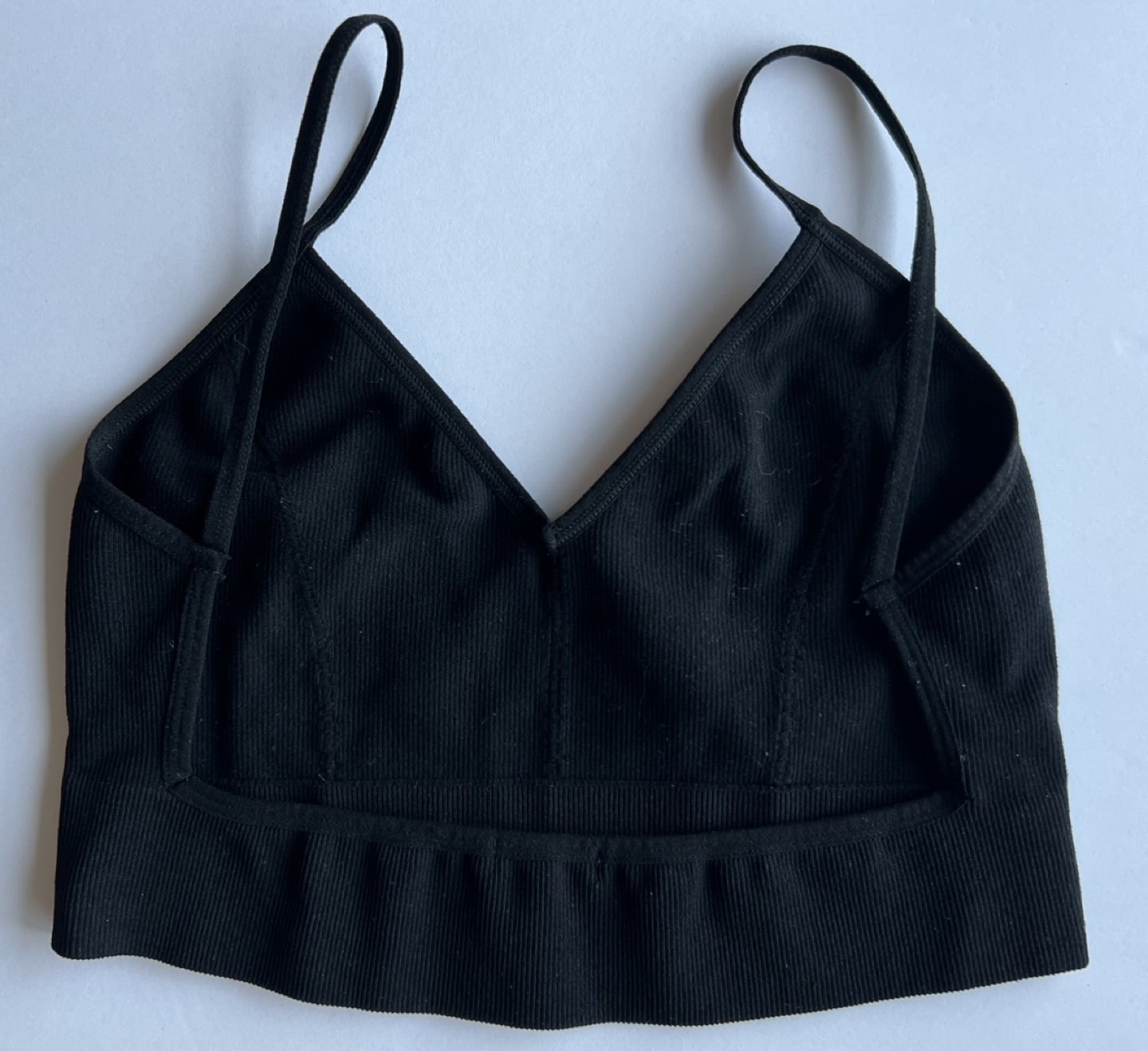 Bozzolo Black Ribbed Strappy Bralette S/M 💚 - photo 2
