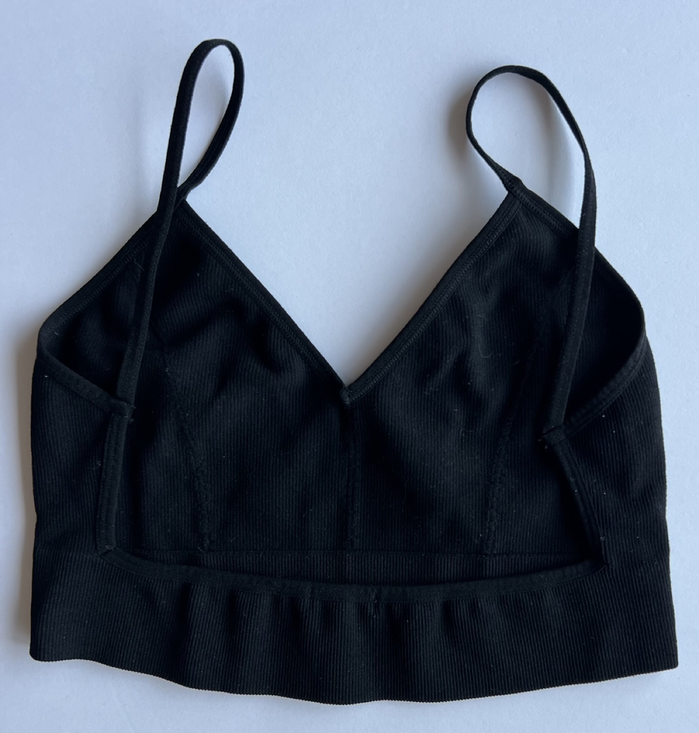 Bozzolo Black Ribbed Strappy Bralette S/M 💚 - photo 5