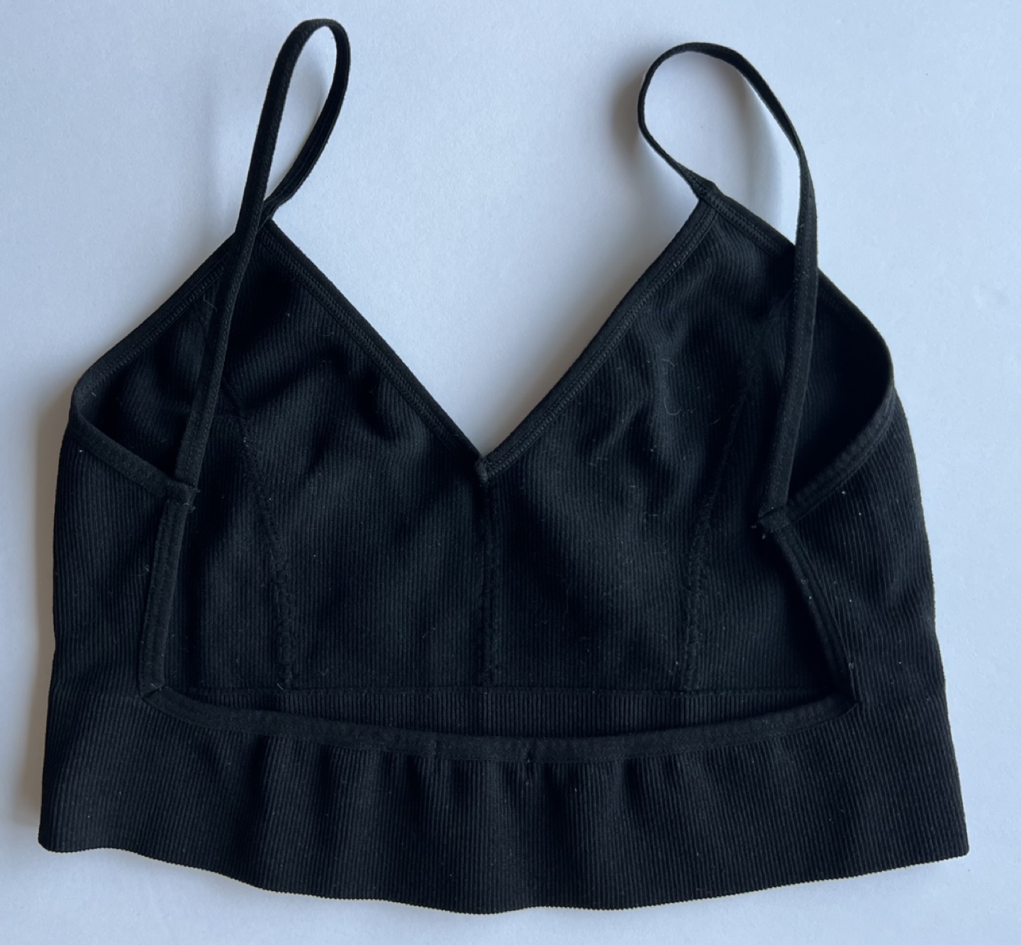 Bozzolo Black Ribbed Strappy Bralette S/M 💚 - photo 3