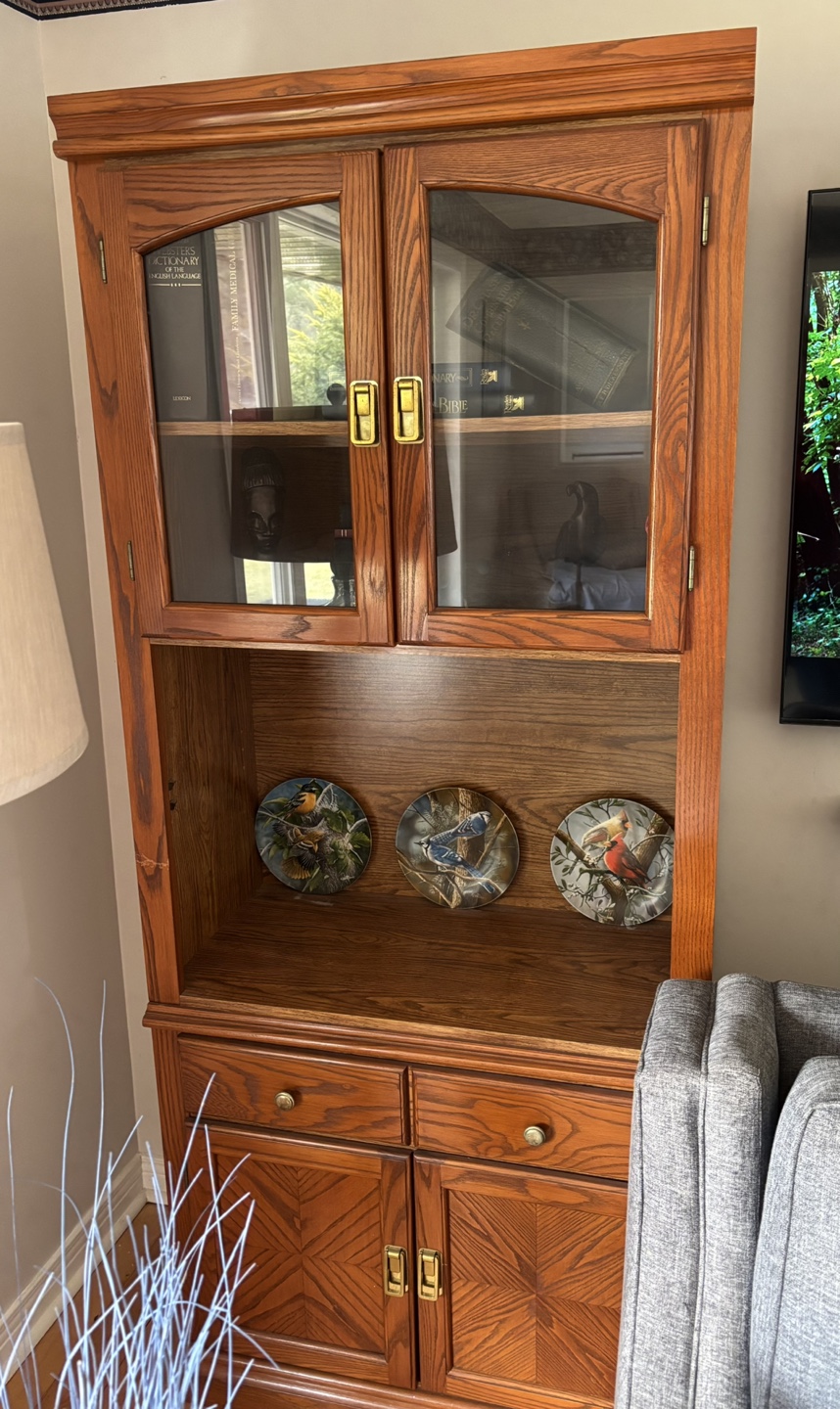 Solid Wood Curio Cabinet with Hutch and Drawers - photo 2