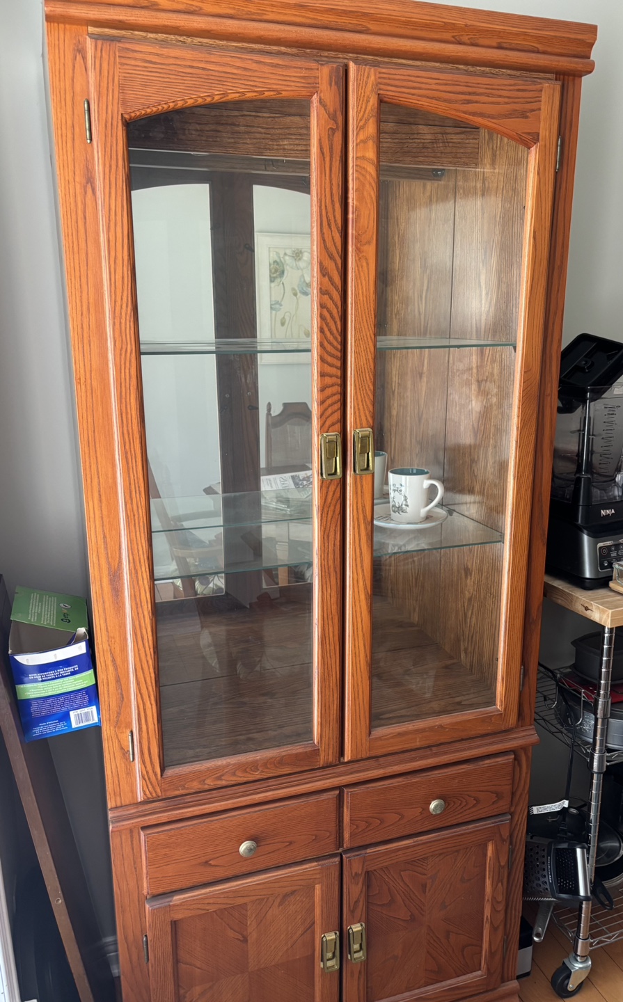 Solid Wood Curio Cabinet with Hutch and Drawers - photo 3