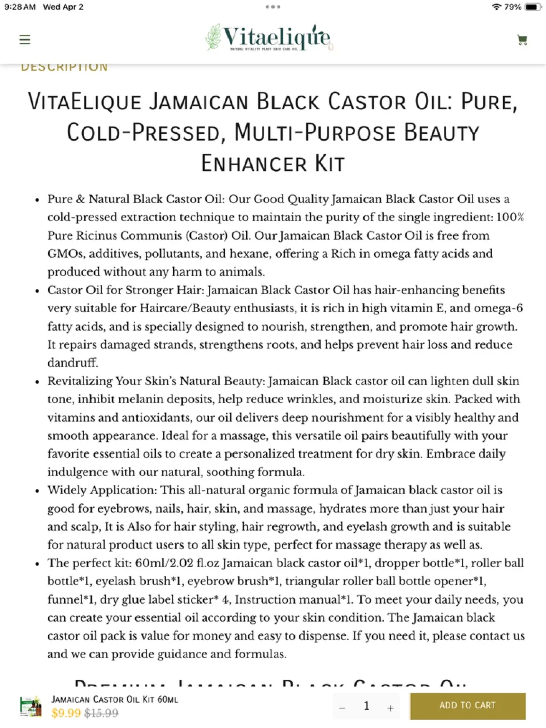 Jamaican Black Castor Oil Kit 60ml - Vitaliquite image indicator(3)
