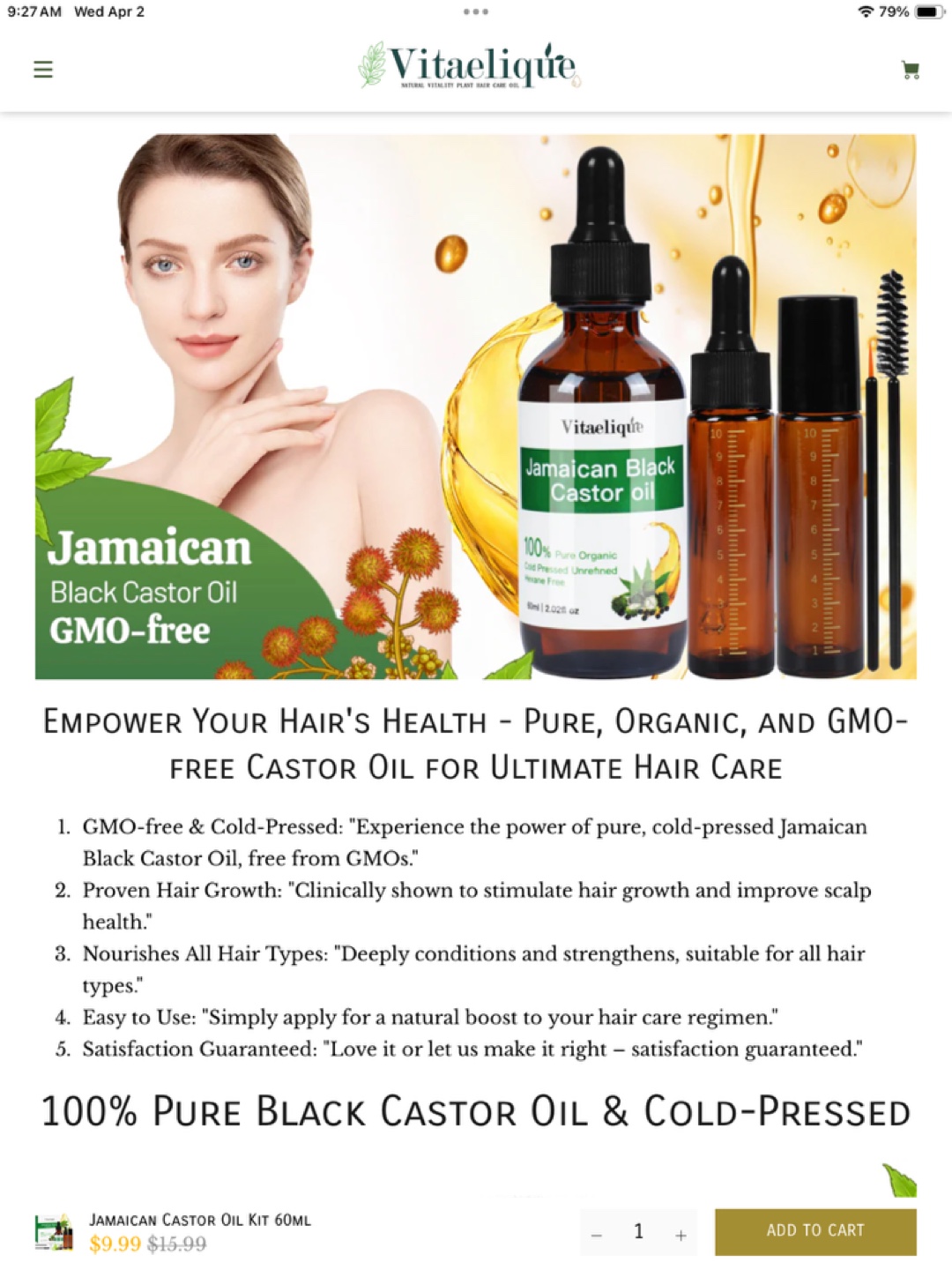 Jamaican Black Castor Oil Kit 60ml - Vitaliquite