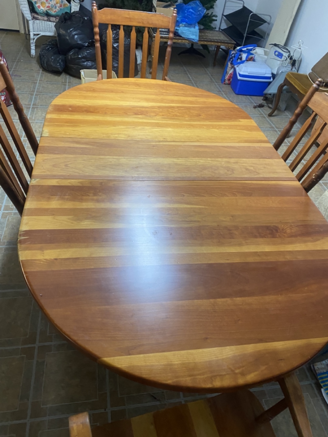 Oval Wood Dining Table Set with 4 Chairs