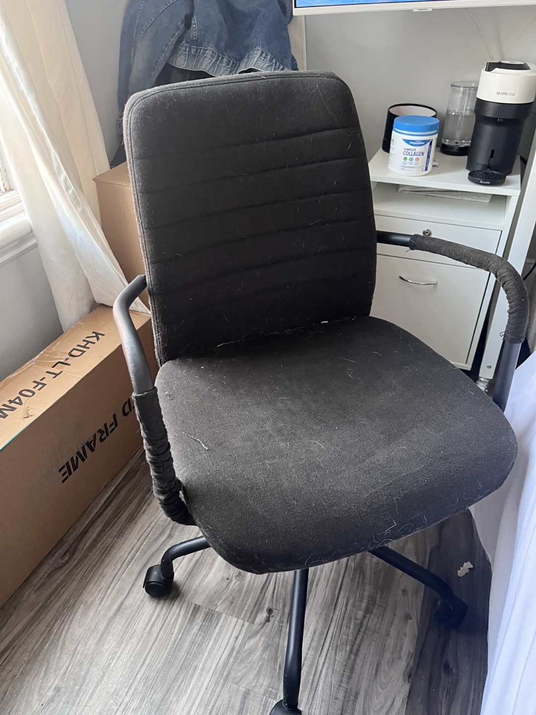 Black office chair with wheels