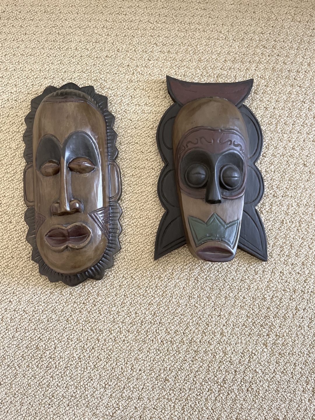 Pair of African-style Wooden Masks - photo 3