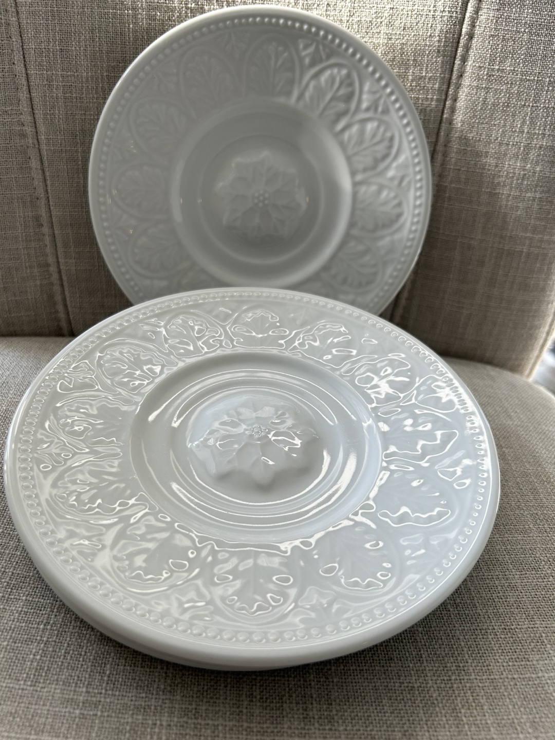 Set of Two Vintage White Porcelain Saucers