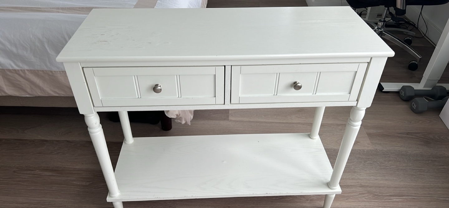 White Wooden Console Table with Two Drawers - photo 2