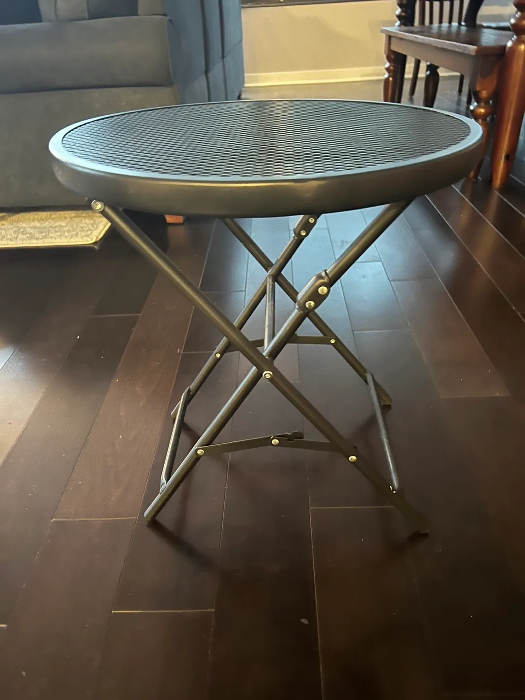 MOVING SALE: Foldable Round Metal Side Table image indicator(2)