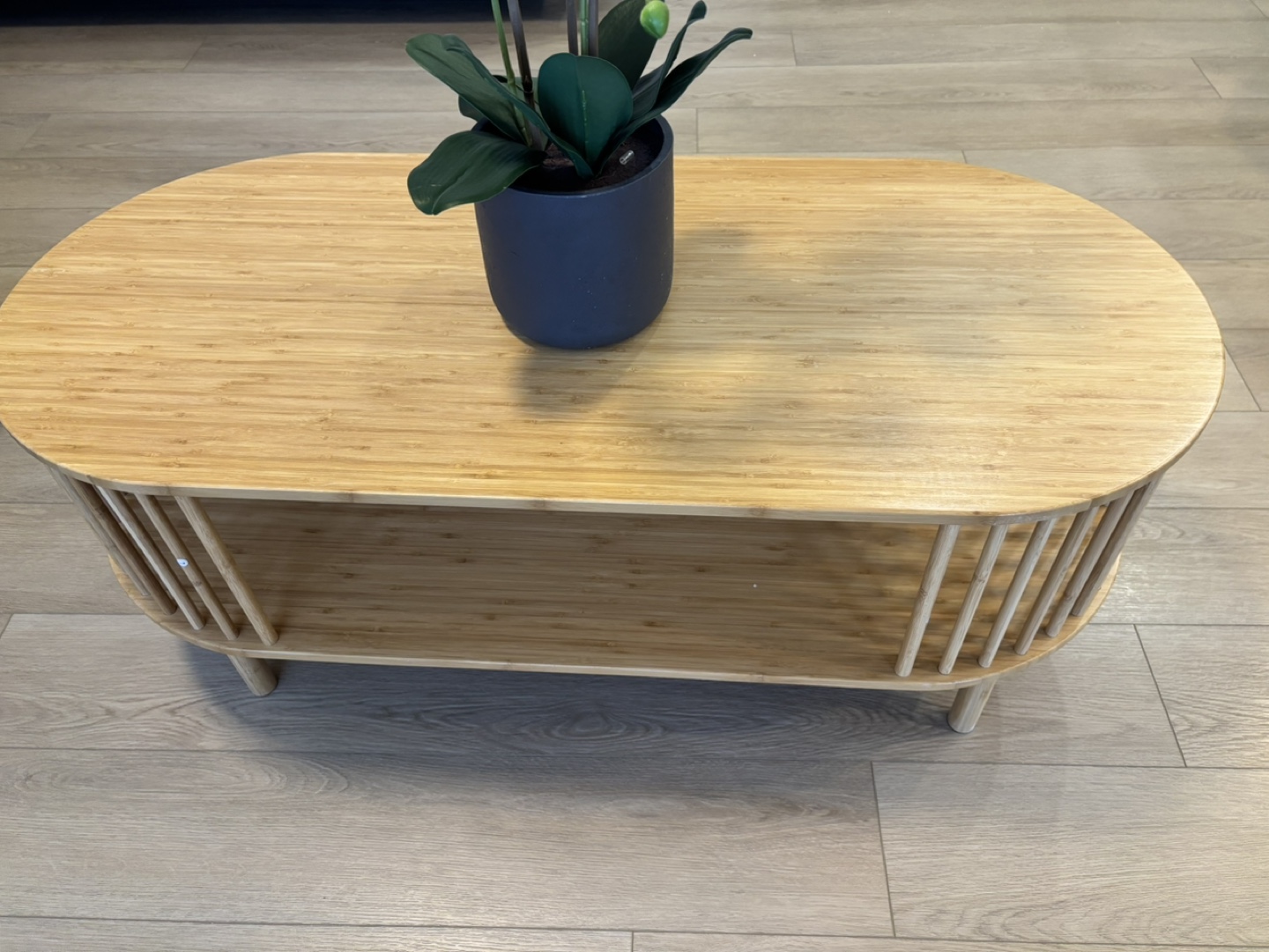 VaeFae Bamboo Coffee Table with Storage Shelf - photo 4