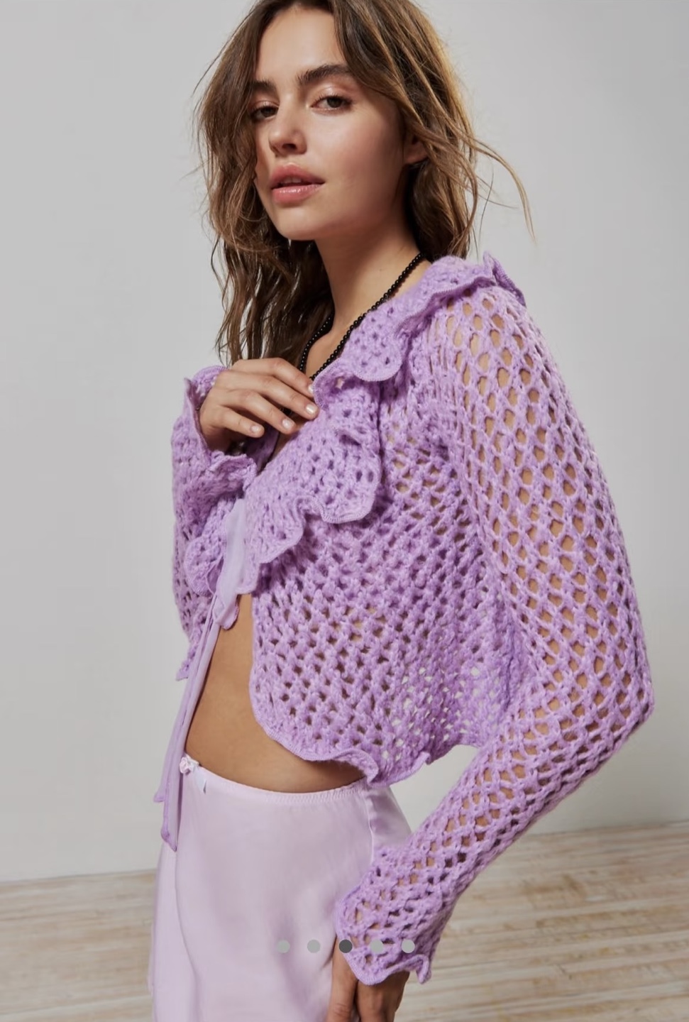Lavender Crochet Cardigan - Size Small
