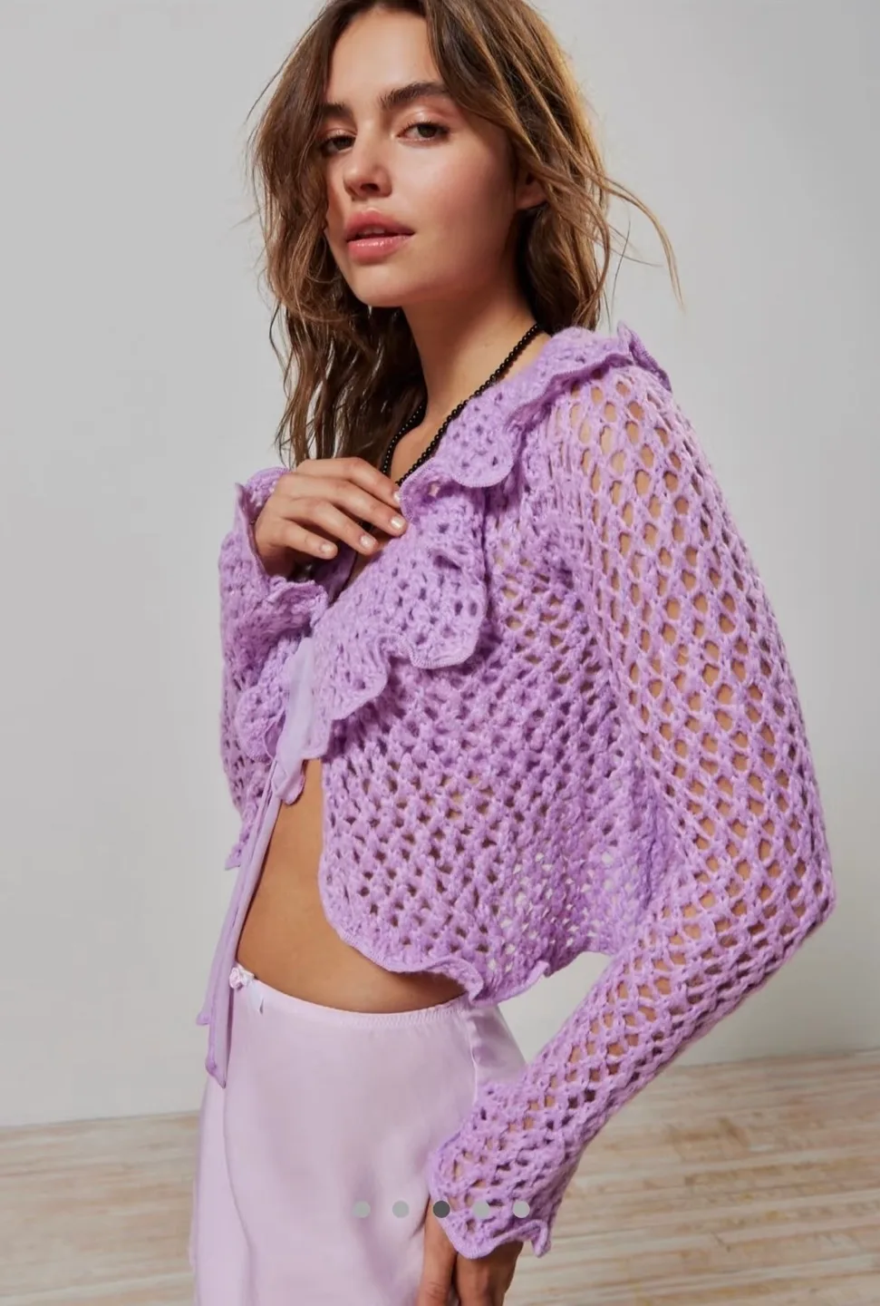 Lavender Crochet Cardigan - Size Small thumbnail