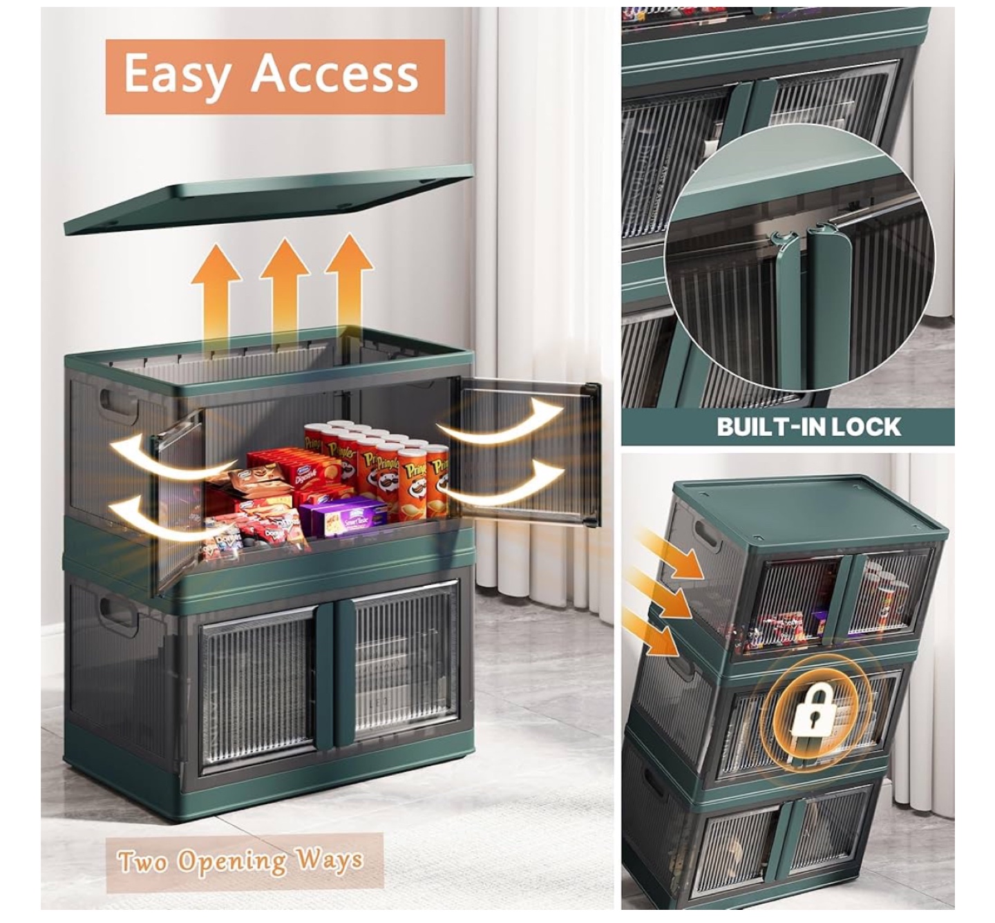 Stackable & Movable Storage Bins with Wheels - Set of 3