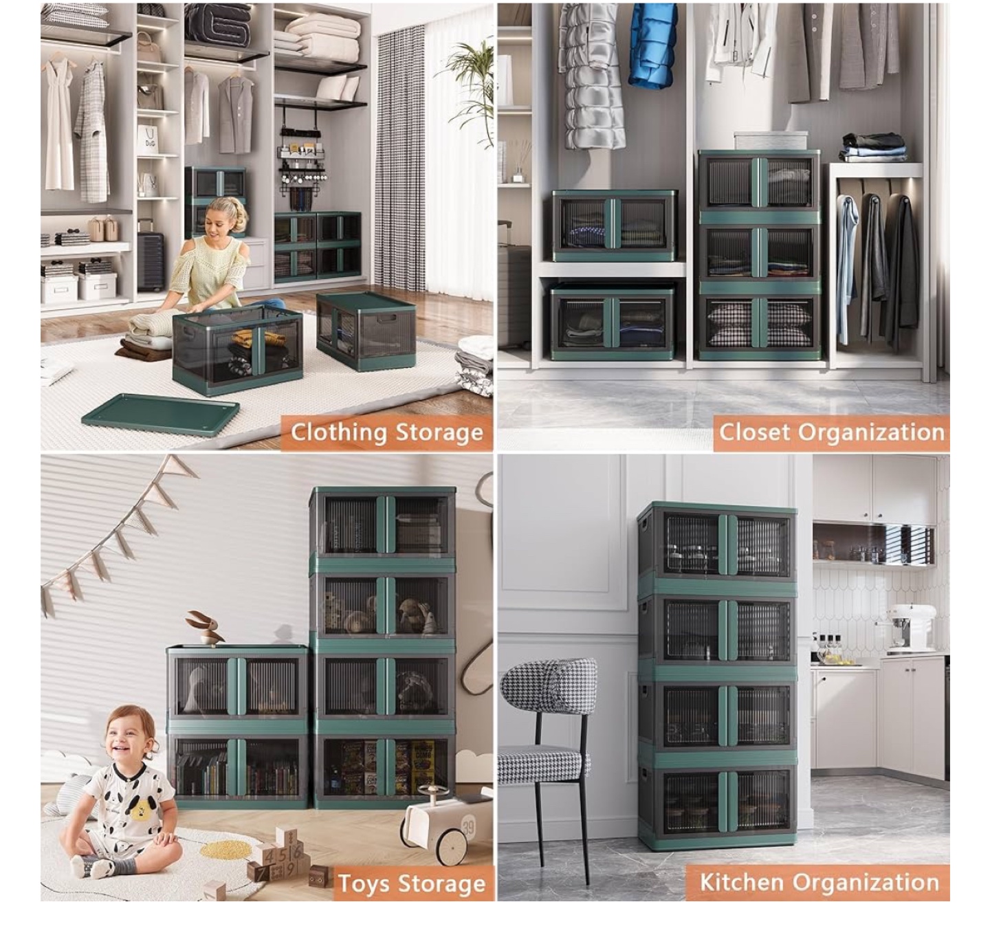Stackable & Movable Storage Bins with Wheels - Set of 3 - photo 5
