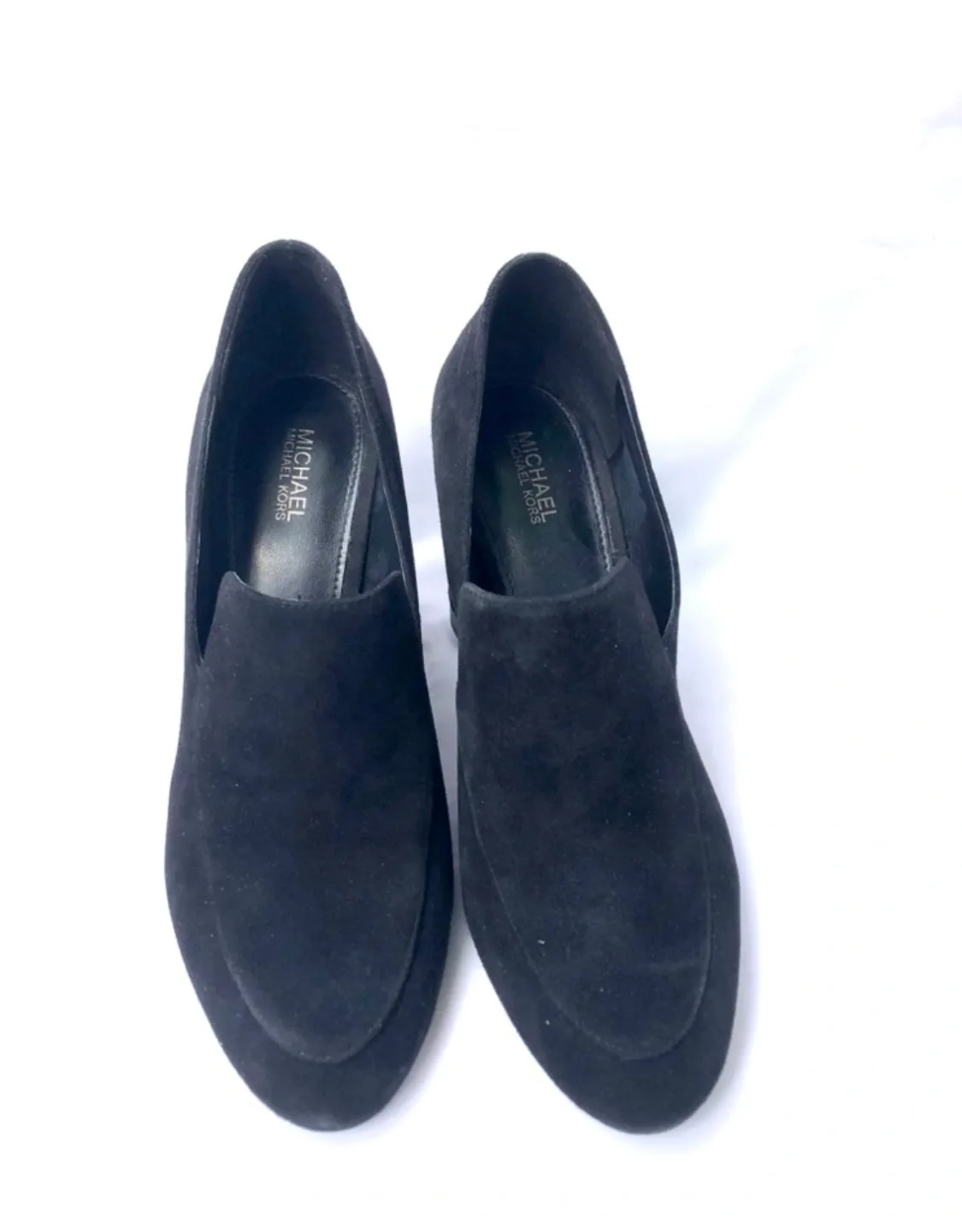 Michael Kors Black Suede Pump Chunky Heel, Size 8 image indicator(3)